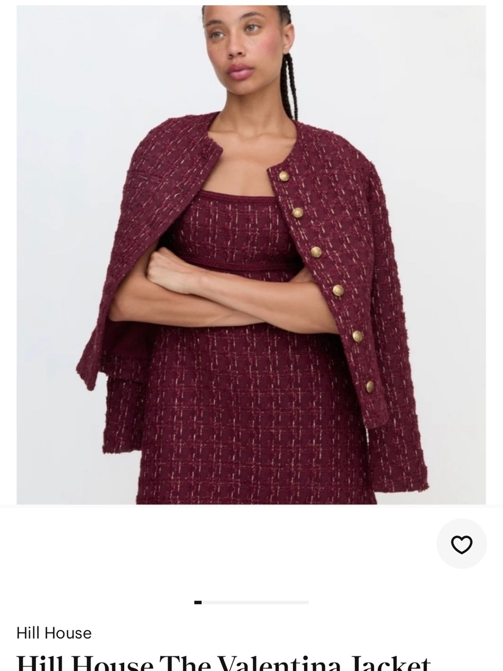 Hill House Burgundy Tweed Jacket with Gold Buttons